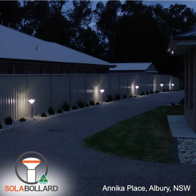Solar bollard lighting along a residential driveway in Albury, NSW